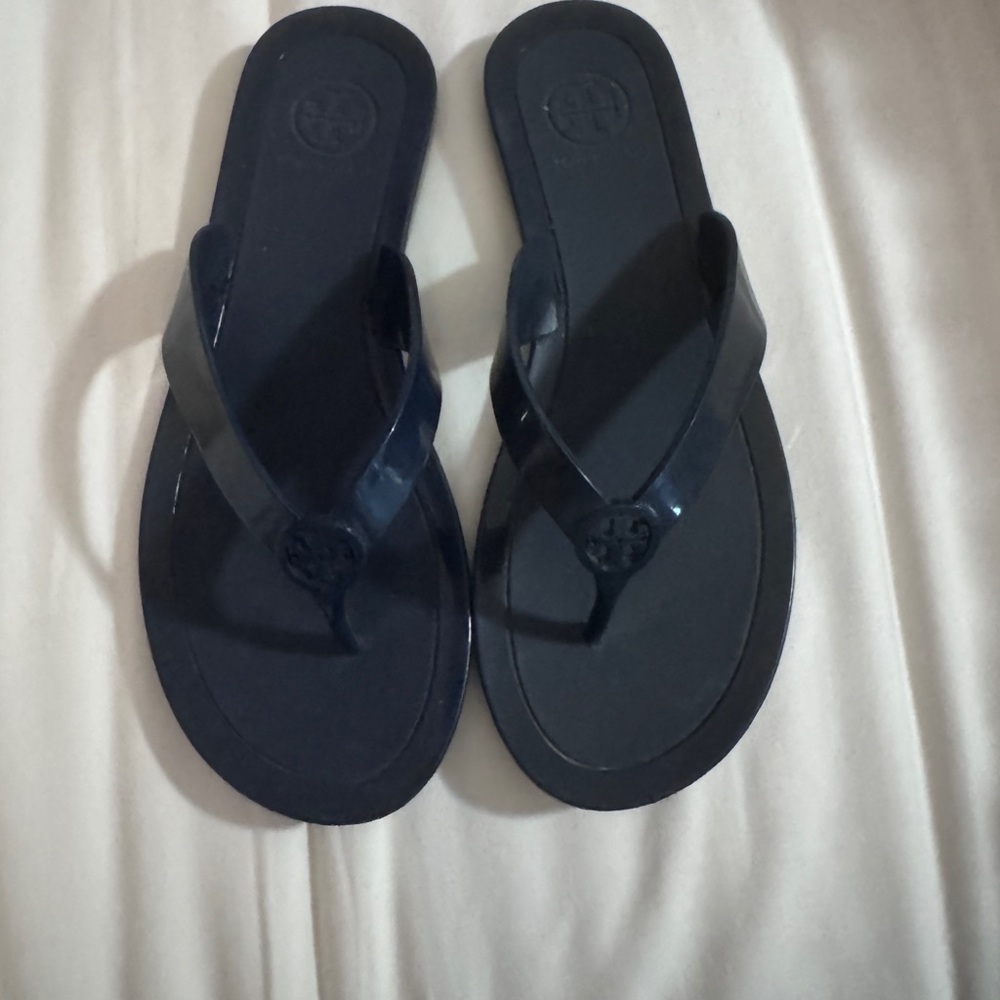 Tory Burch Navy Blue Flip Flop Jelly Sandals